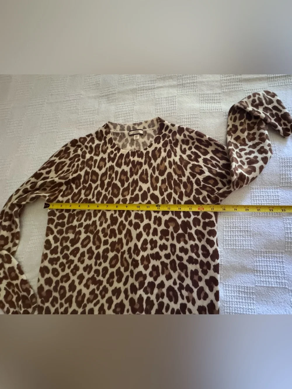 J. Crew Brown and White Leopard Print Crewneck Sweater